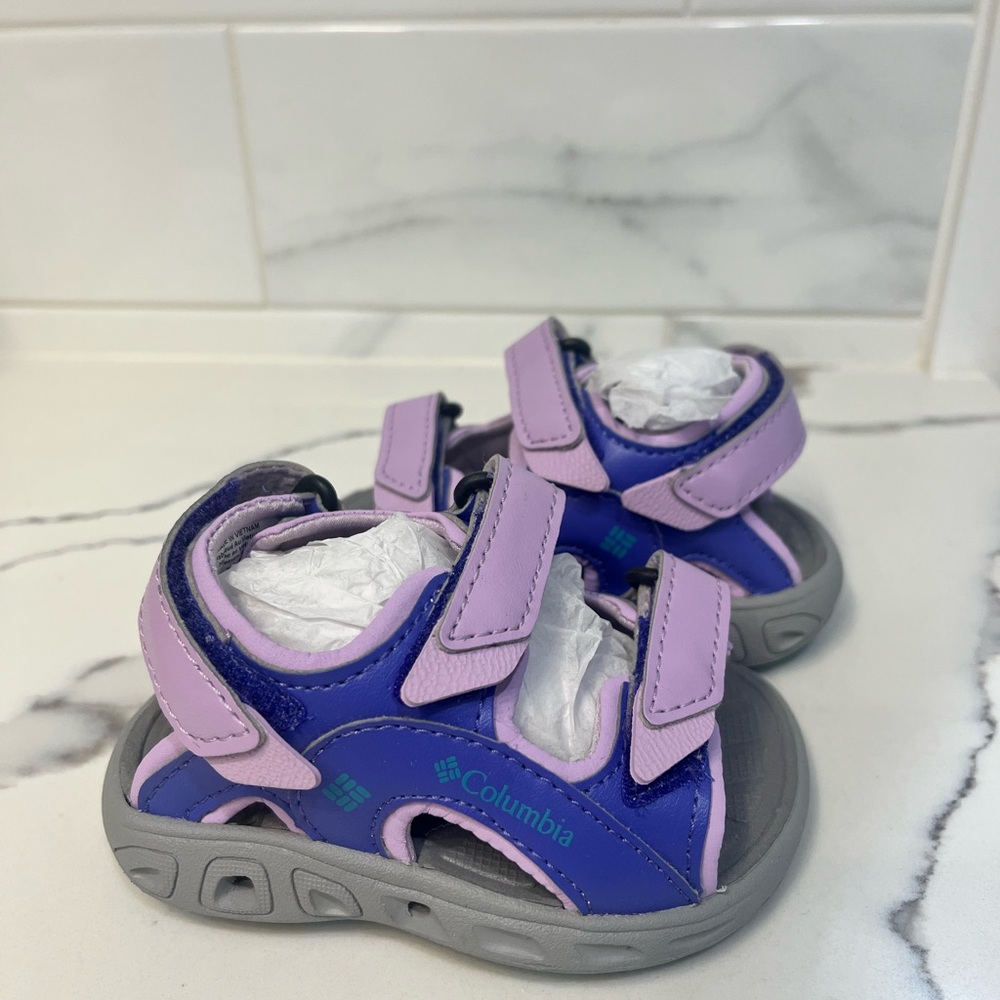 New Columbia unisex-child Techsun 3 Strap Sandal.Size 4 Toddler Purple/Blue‎